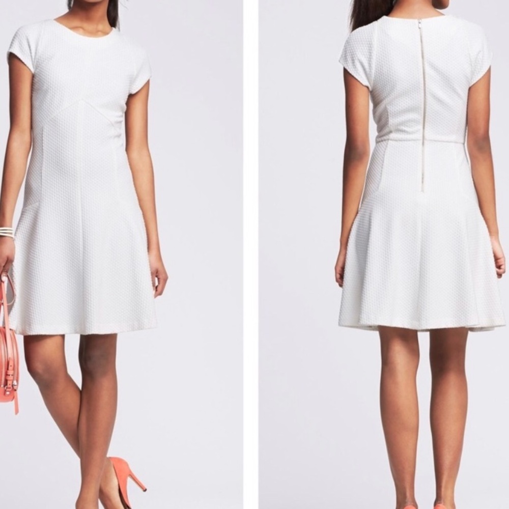 Banana Republic White Jacquard Fit & Flare Dress